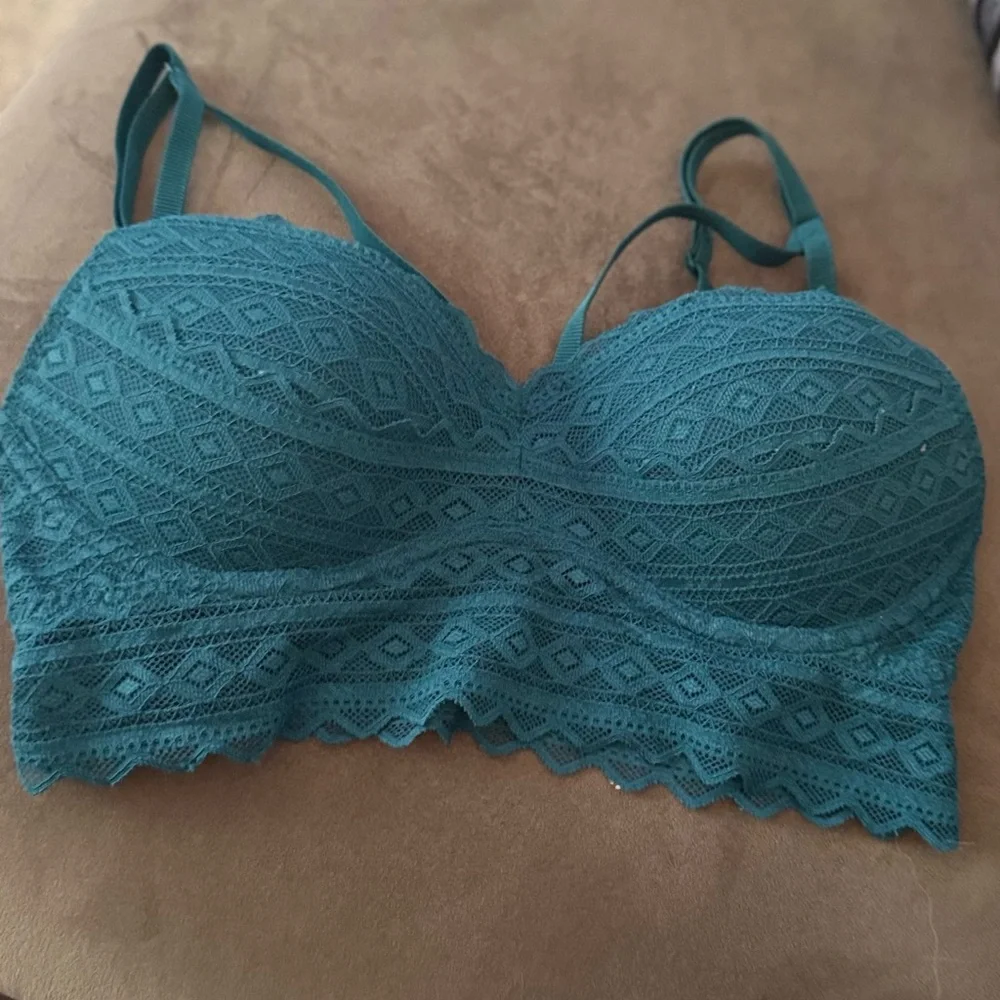 Victoria's Secret PINK Teal Lace Strappy Push-up Bralette